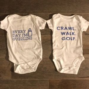 Two onesies from Etsy, great used condition. 3-6m